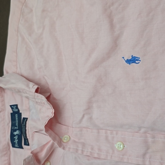 RALPH LAUREN Men's Pink LS Shirt100% Cotton 18 Neck - Picture 3 of 8